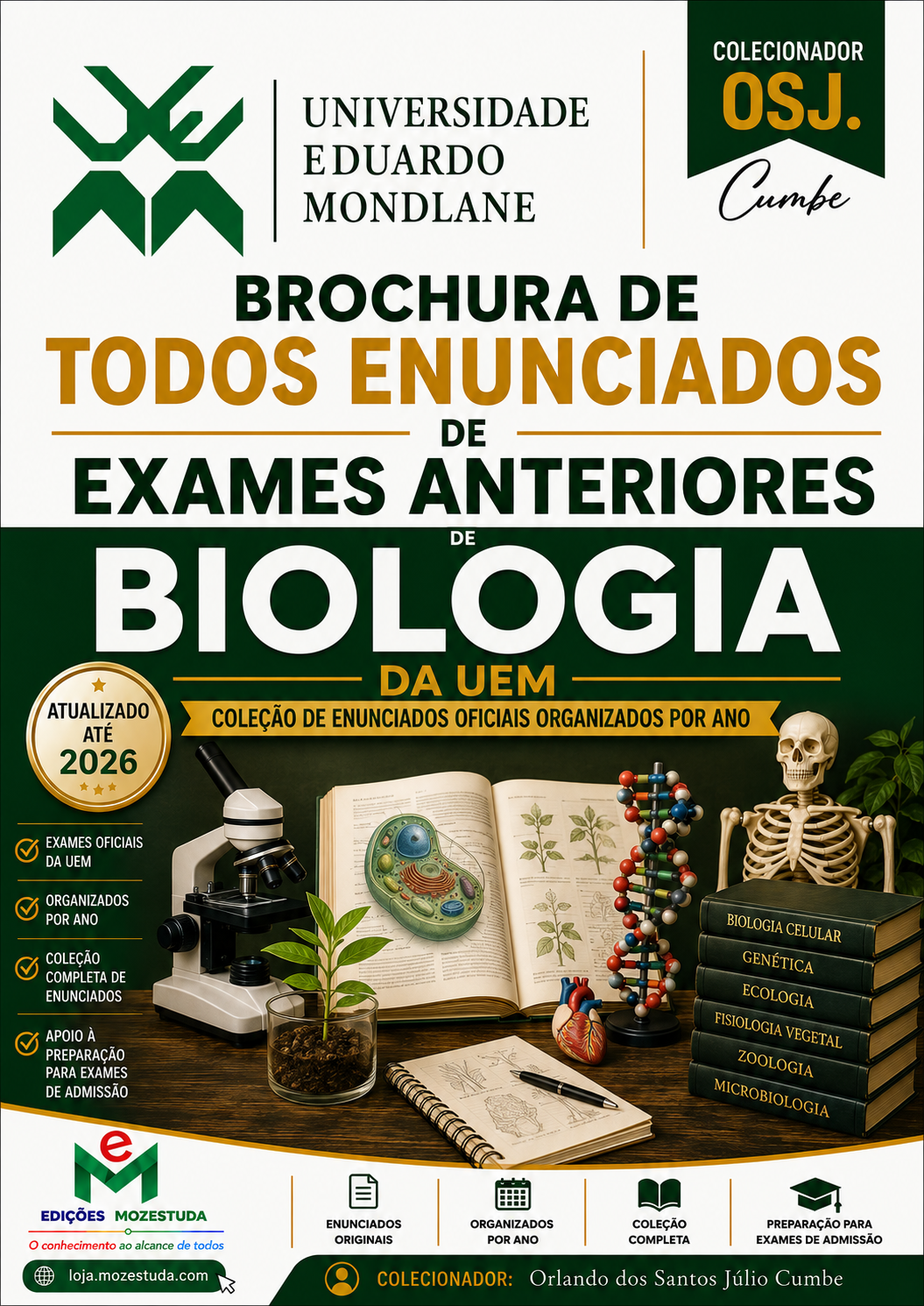 Brochura de Exames de Biologia da UEM (Todos Enunciados dos anos Anteriores em PDF)