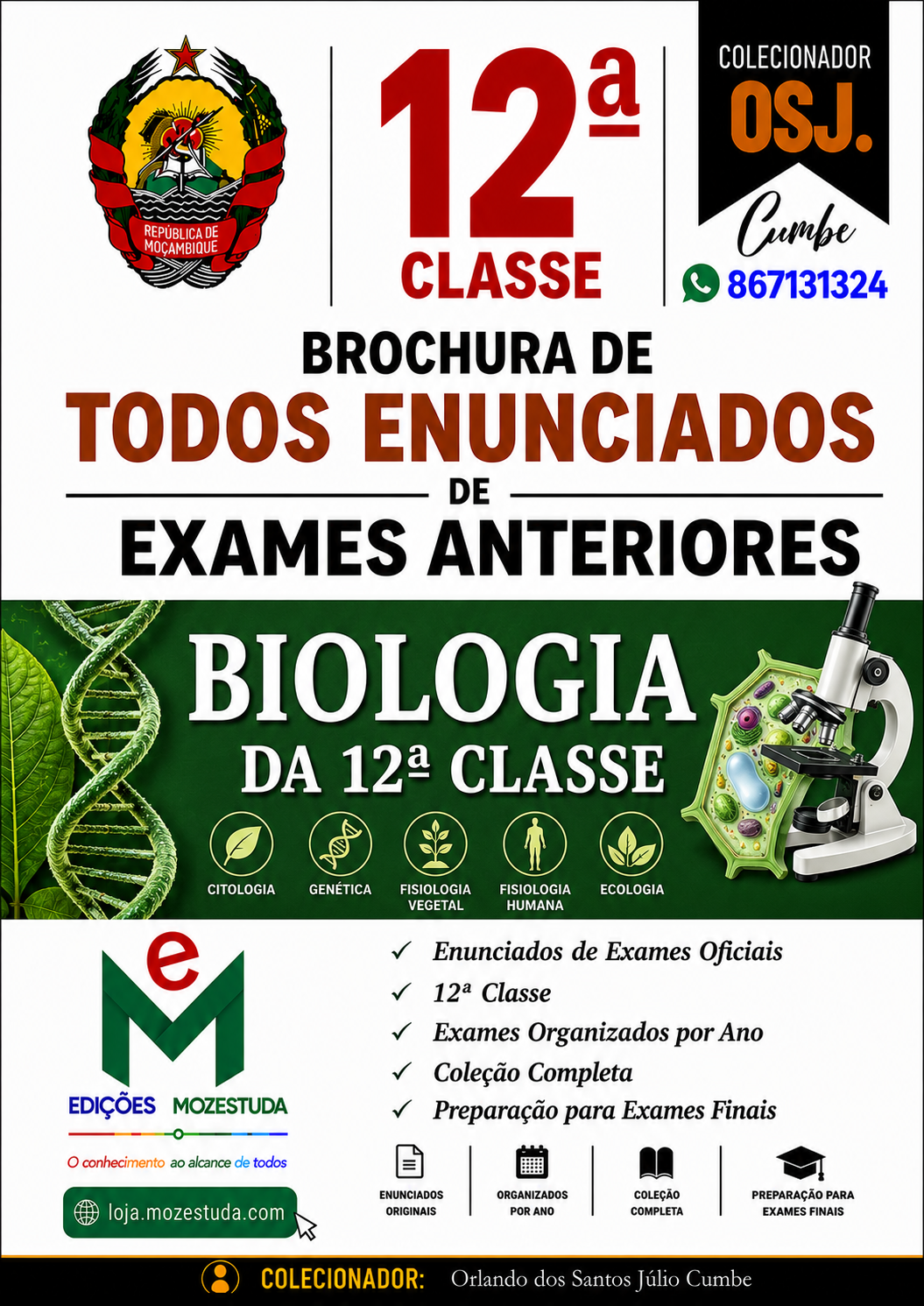 Brochura de Exames de Biologia da 12ª classe (Todos Enunciados)