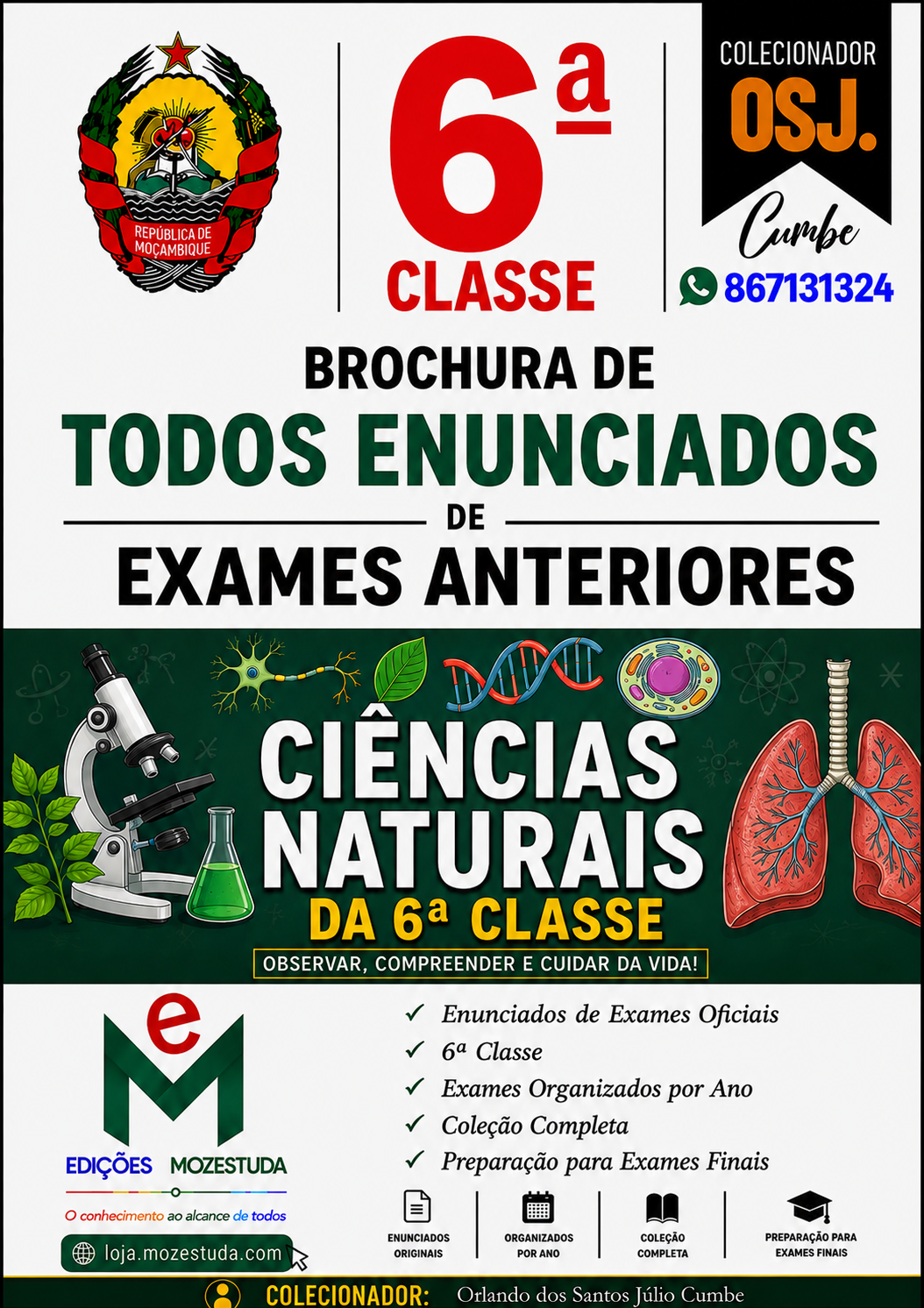 Brochura de Exames de Ciências Naturais da 6ª classe (Todos Enunciados)