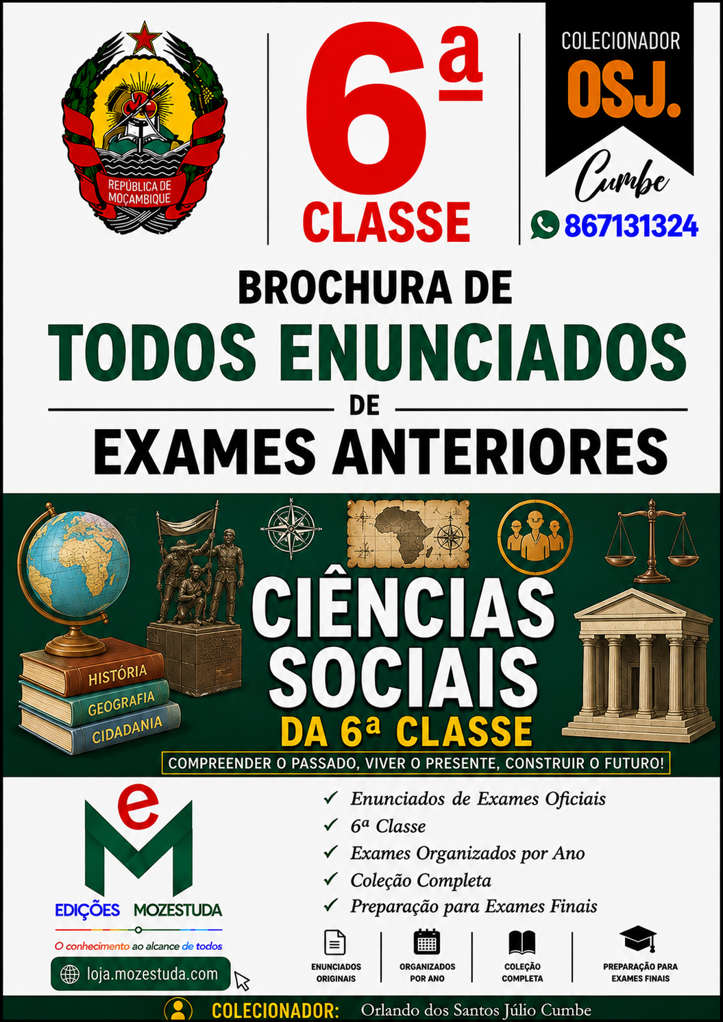 Brochura de Exames de Ciências Sociais da 6ª classe (Todos Enunciados)