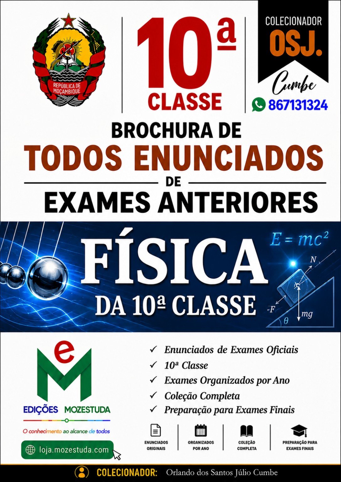 Brochura de Exames de Física da 10ª classe (Todos Enunciados)