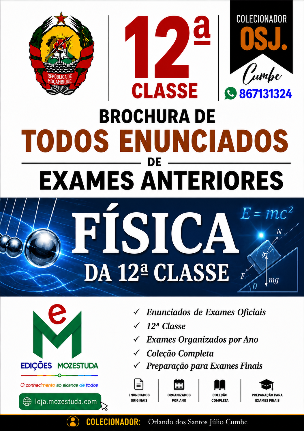 Brochura de Exames de Física da 12ª classe (Todos Enunciados)