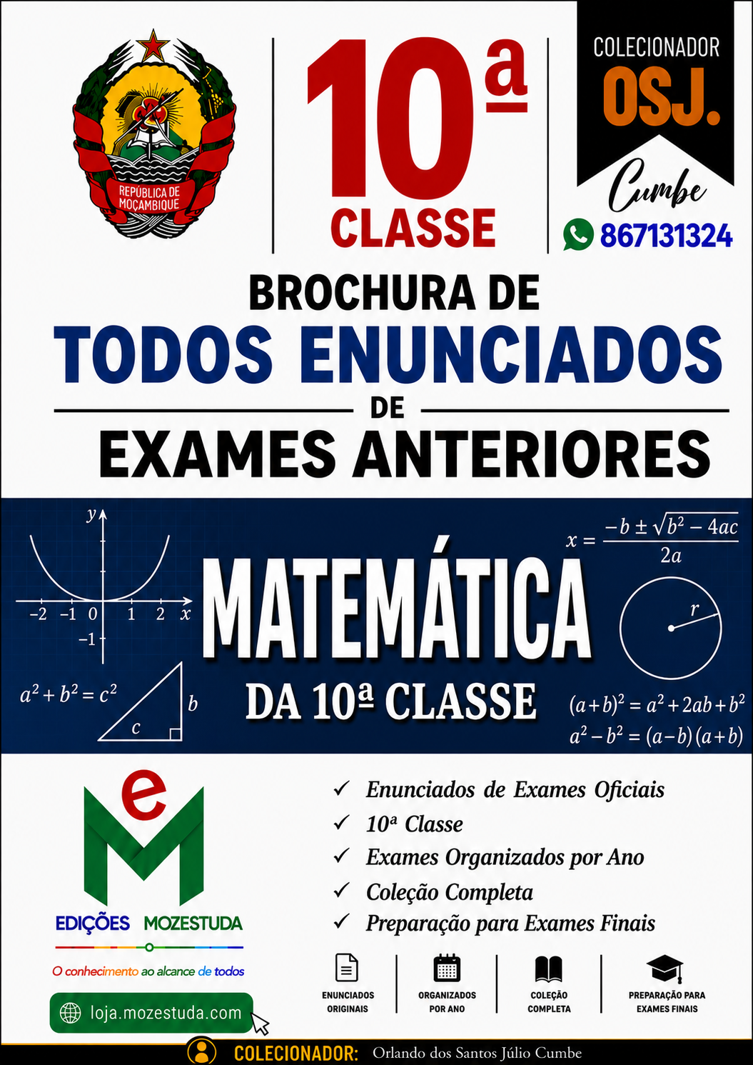 Brochura de Exames de Matemática da 10ª classe (Todos Enunciados)