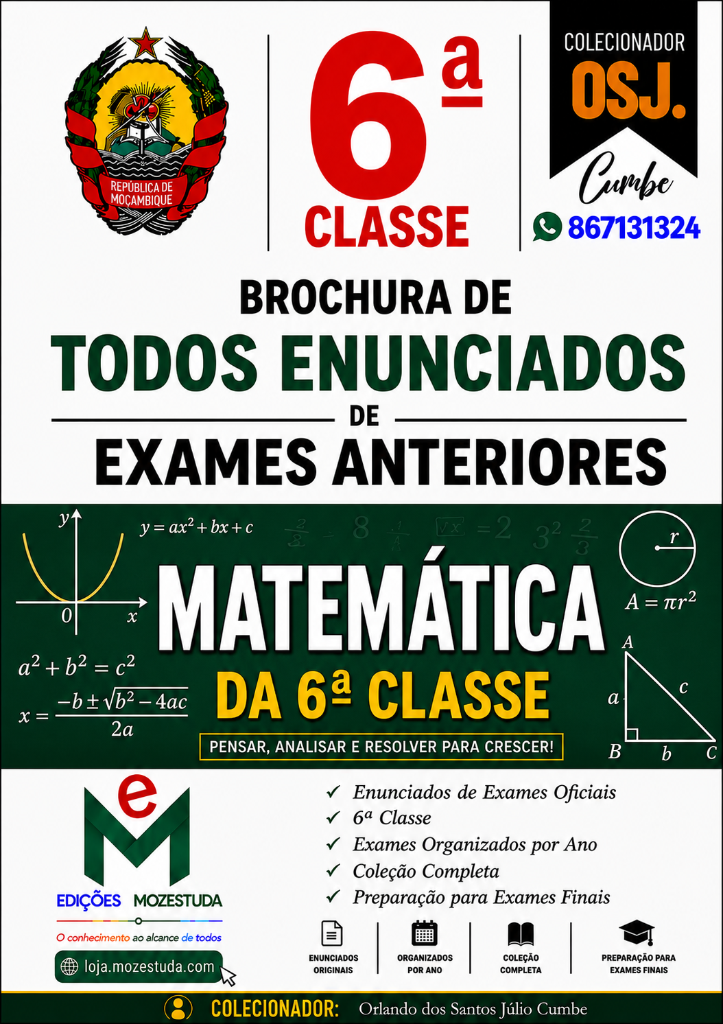 Brochura de Exames de Matemática da 6ª classe (Todos Enunciados)