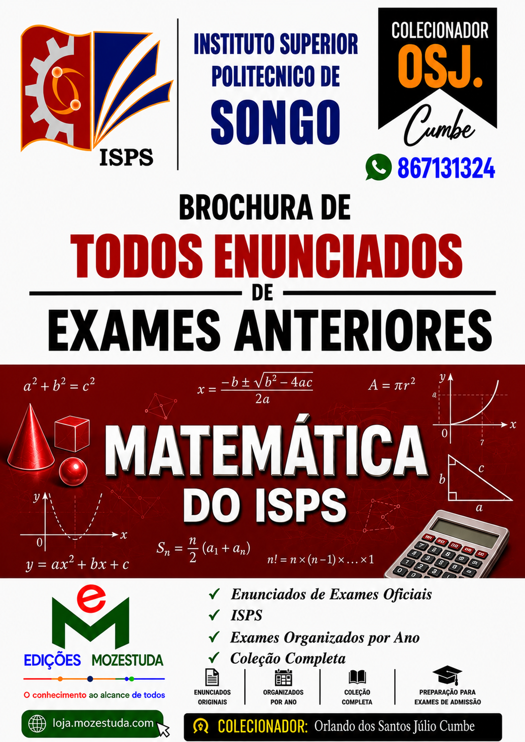 Brochura de Exames de Matemática do ISPSongo (Todos Enunciados)