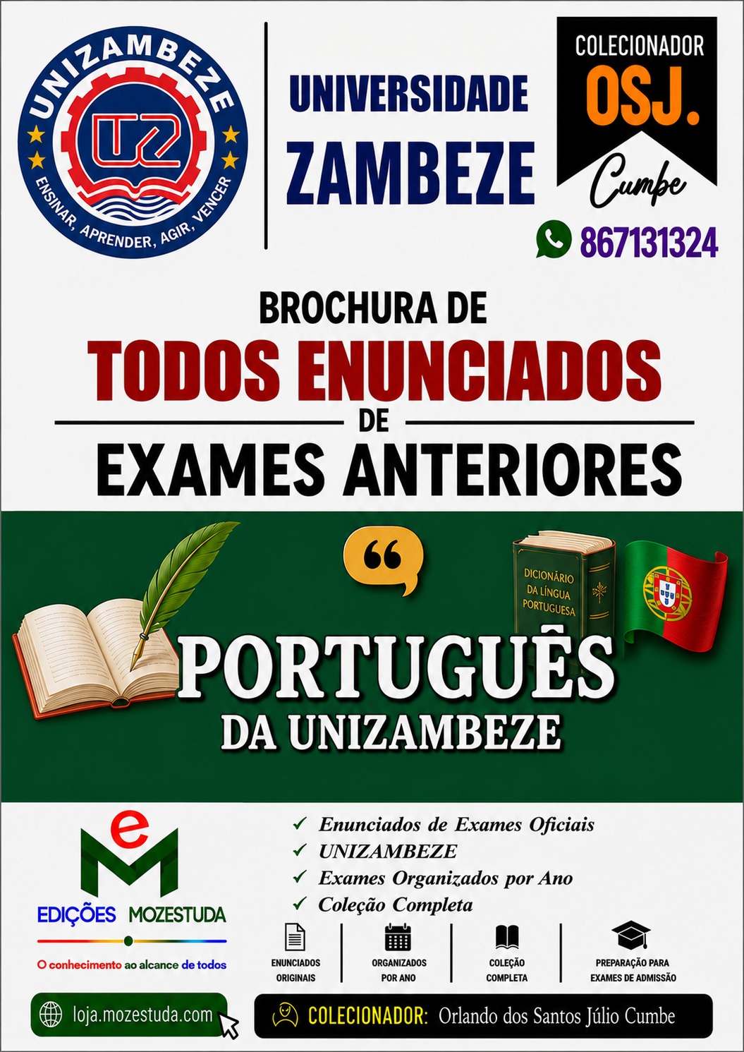 Brochura de Exames de Português da UniZambeze (Todos Enunciados)
