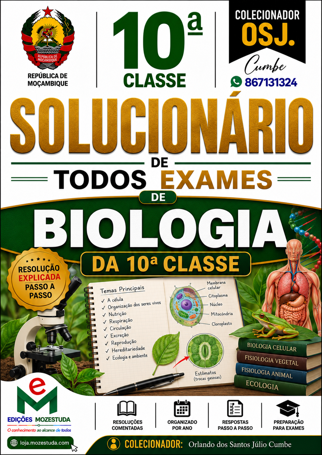 Solucionário de Exames Finais de Biologia da 10ª Classe em PDF (Livro Resolução)