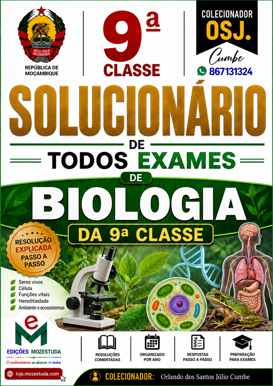 Solucionário de Exames Finais de Biologia da 9ª Classe em PDF (Livro Resolução)