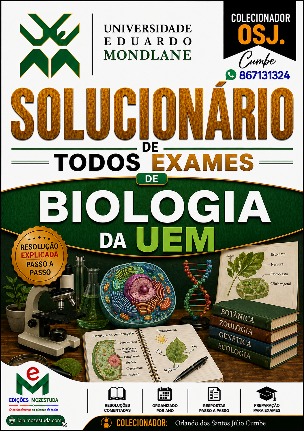 Solucionário de Exames de Biologia da UEM em PDF (Livro Resolução)