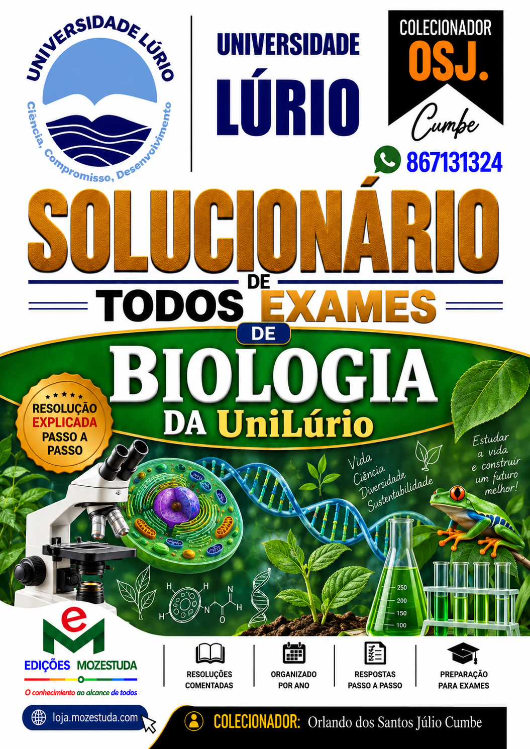 Solucionário de Exames de Biologia da UniLúrio em PDF (Livro Resolução)
