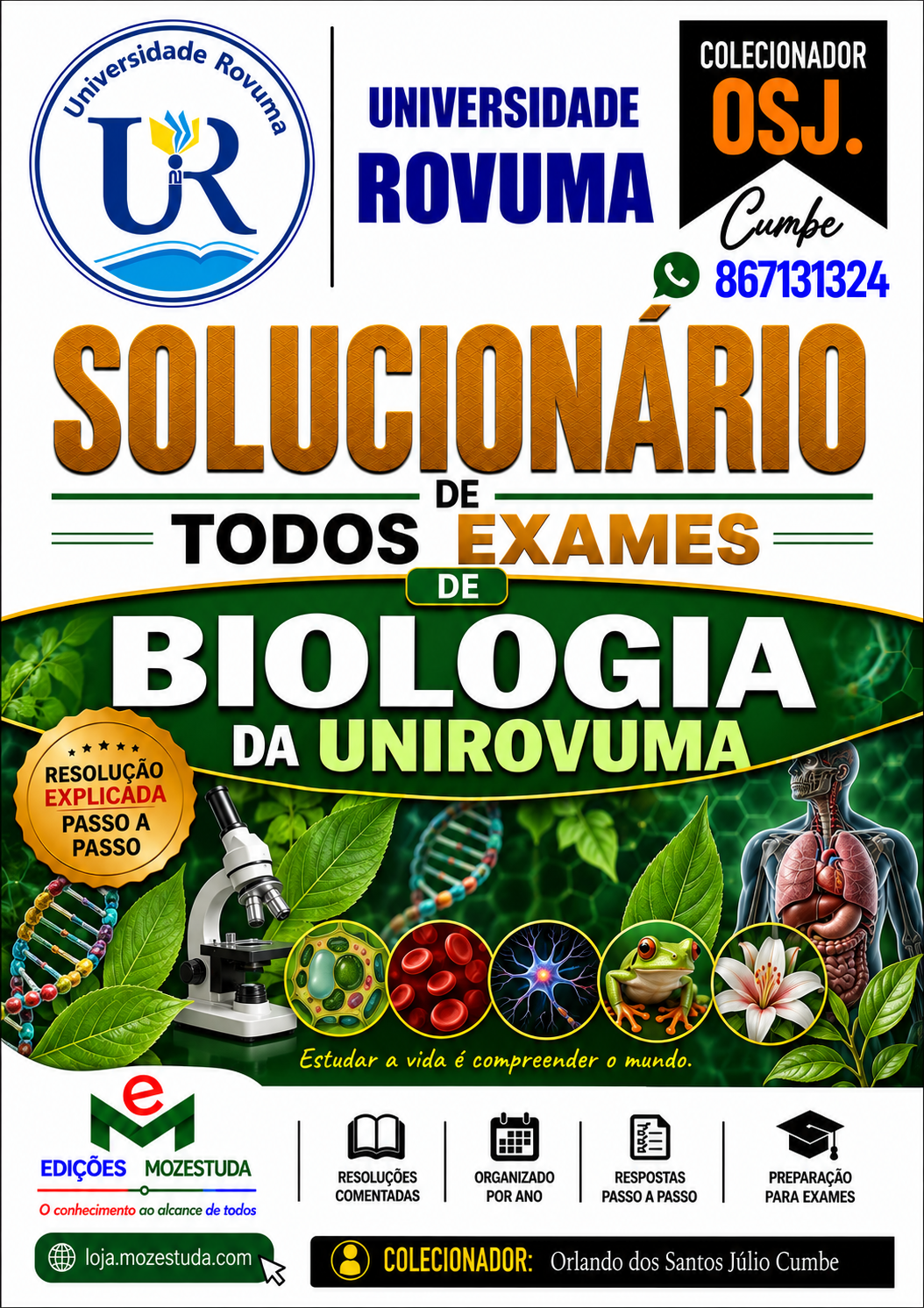 Solucionário de Exames de Biologia da UniRovuma em PDF (Livro Resolução)