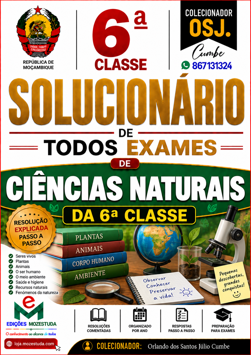Solucionário de Exames Finais de Ciências Naturais da 6ª Classe em PDF (Livro Resolução)