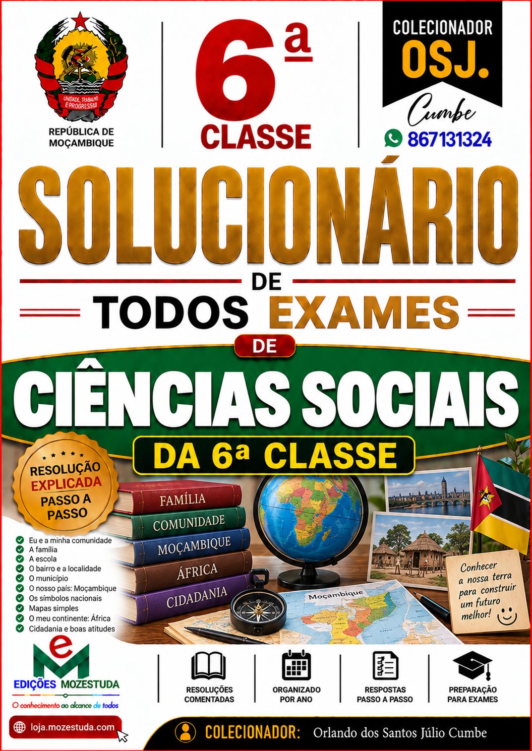 Solucionário de Exames Finais de Ciências Sociais da 6ª Classe em PDF (Livro Resolução)