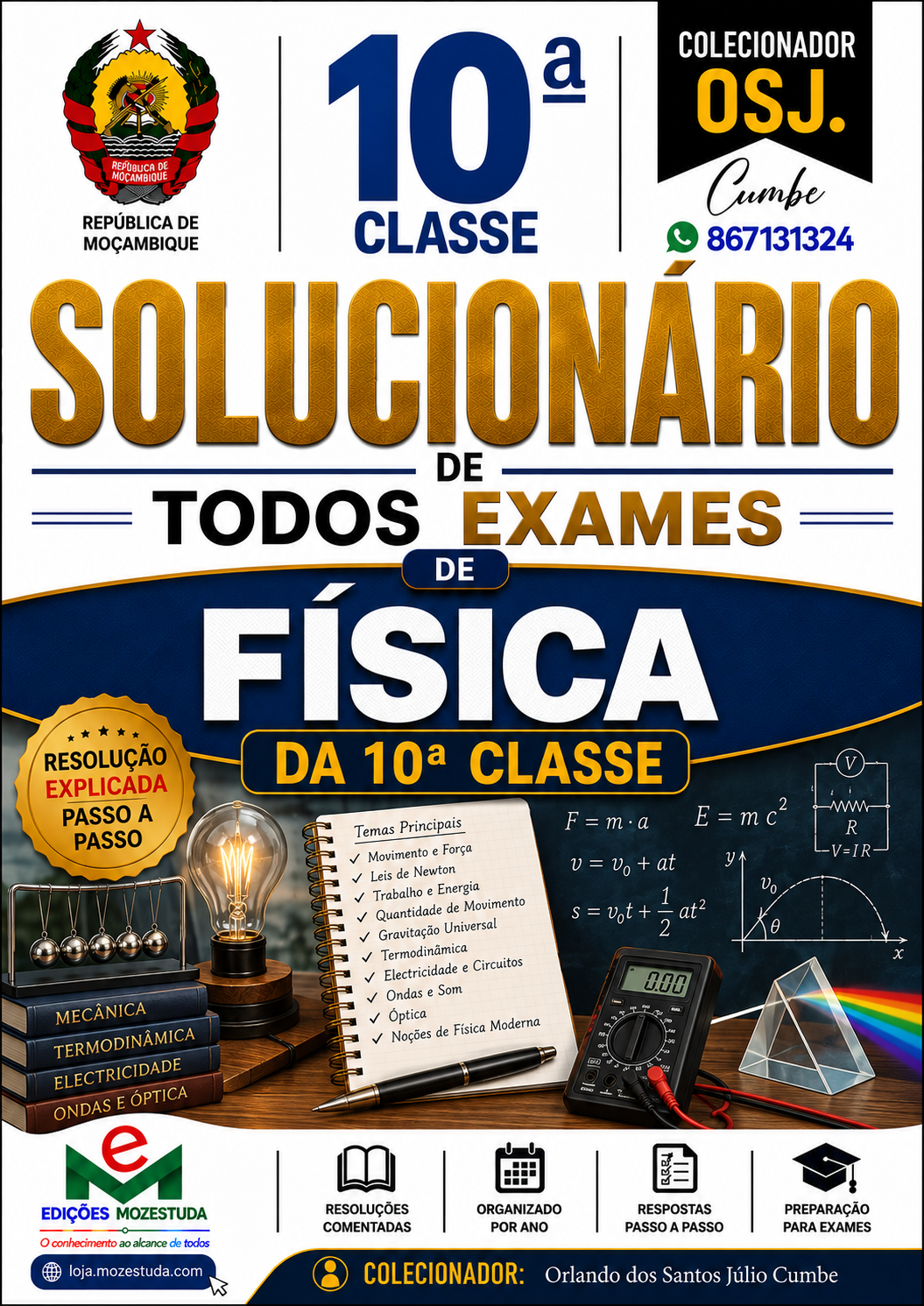 Solucionário de Exames Finais de Física da 10ª Classe em PDF (Livro Resolução)