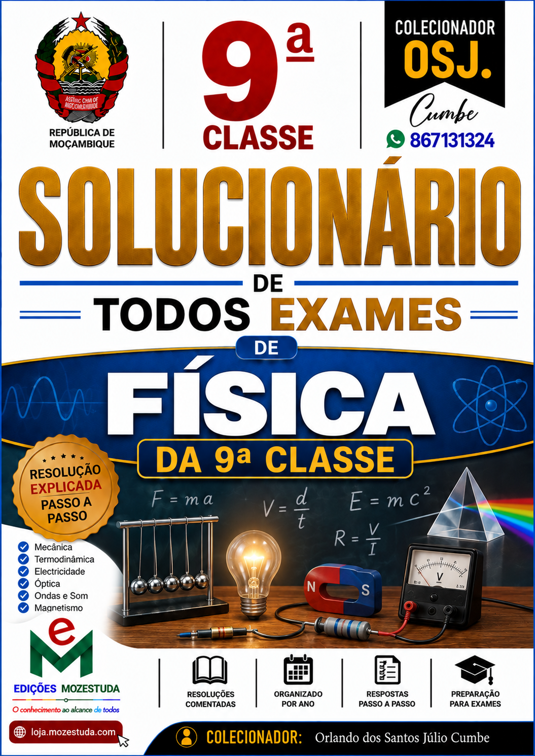 Solucionário de Exames Finais de Física da 9ª Classe em PDF (Livro Resolução)