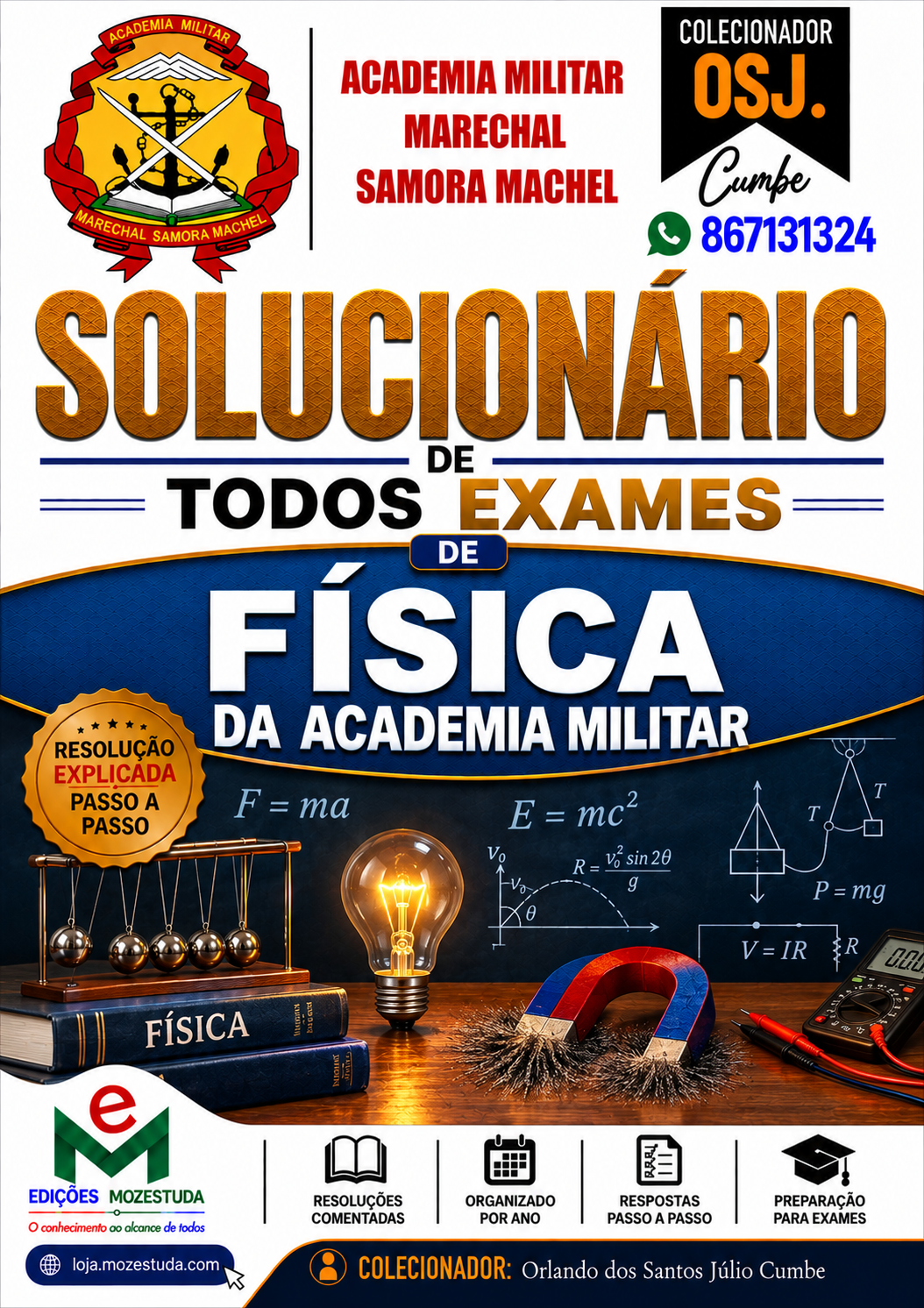 Solucionário de Exames de Física da Academia Militar em PDF (Livro Resolução)
