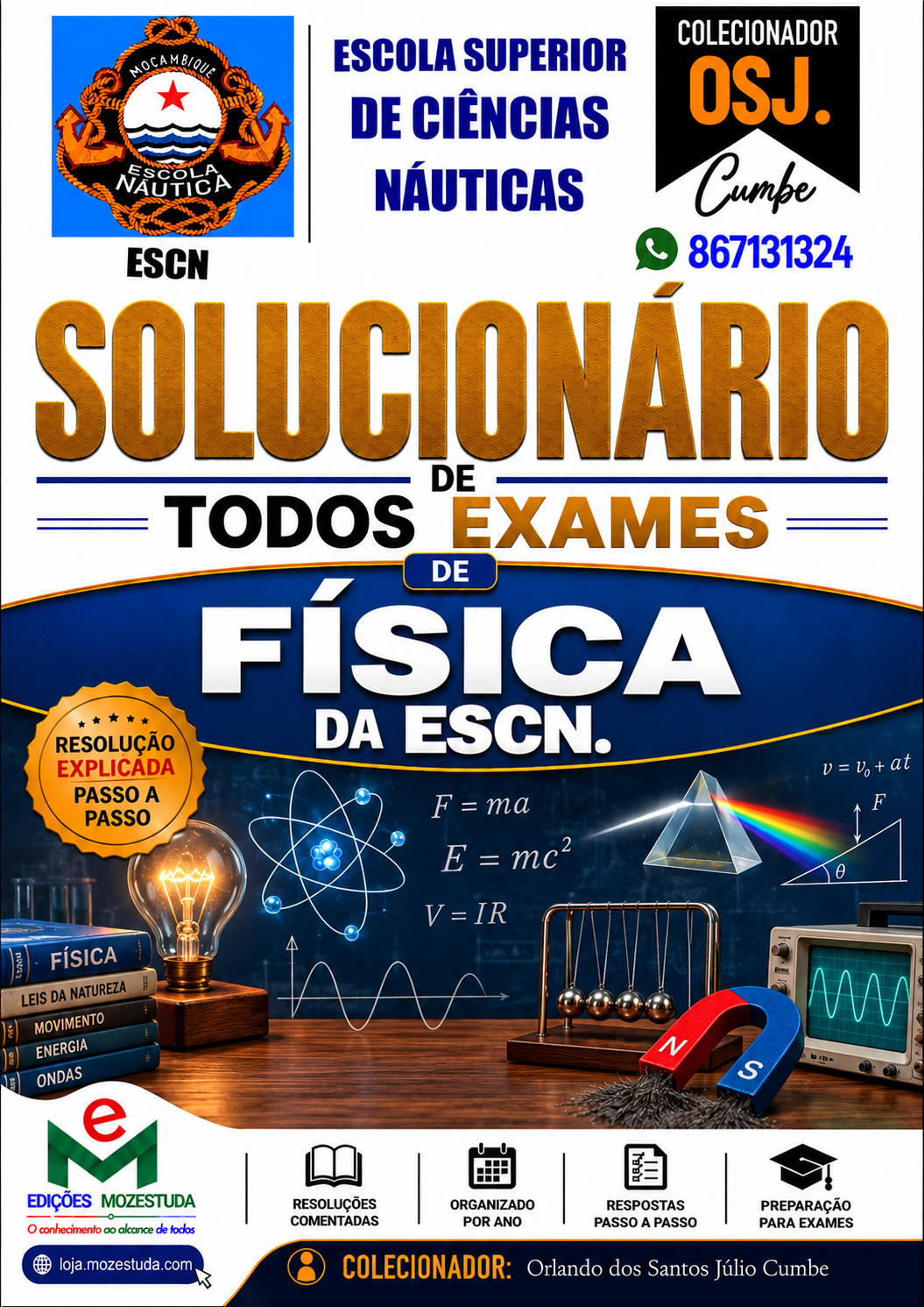 Solucionário de Exames de Física da ESCN em PDF (Livro Resolução)