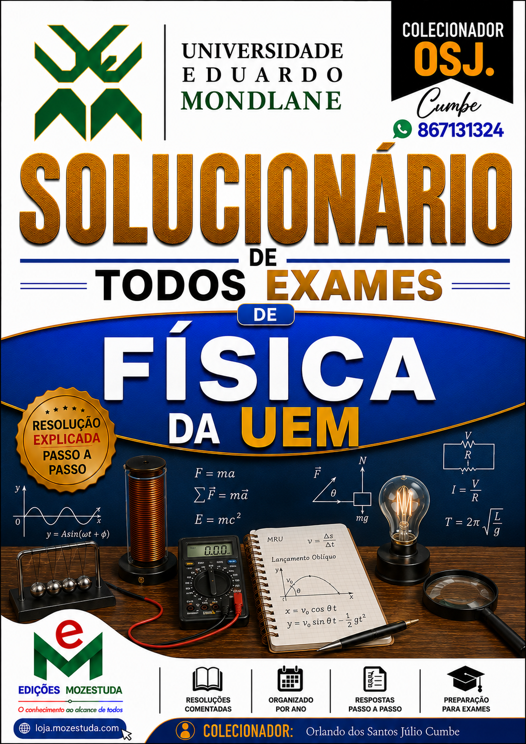 Solucionário de Exames de Física da UEM em PDF (Livro Resolução)