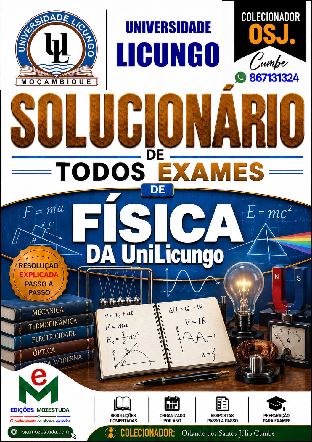 Solucionário de Exames de Física da UniLicungo em PDF (Livro Resolução)