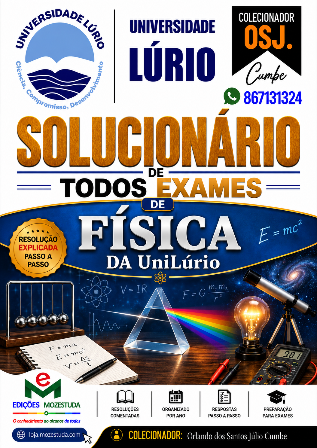 Solucionário de Exames de Física da UniLúrio em PDF (Livro Resolução)
