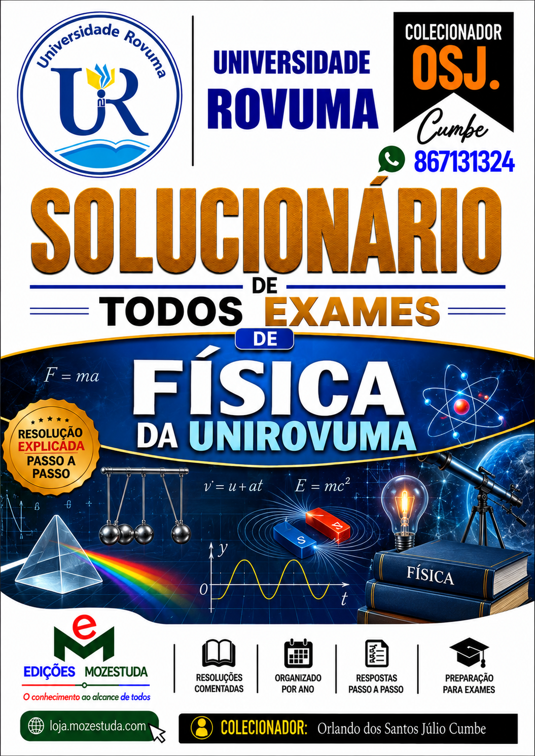 Solucionário de Exames de Física da UniRovuma em PDF (Livro Resolução)