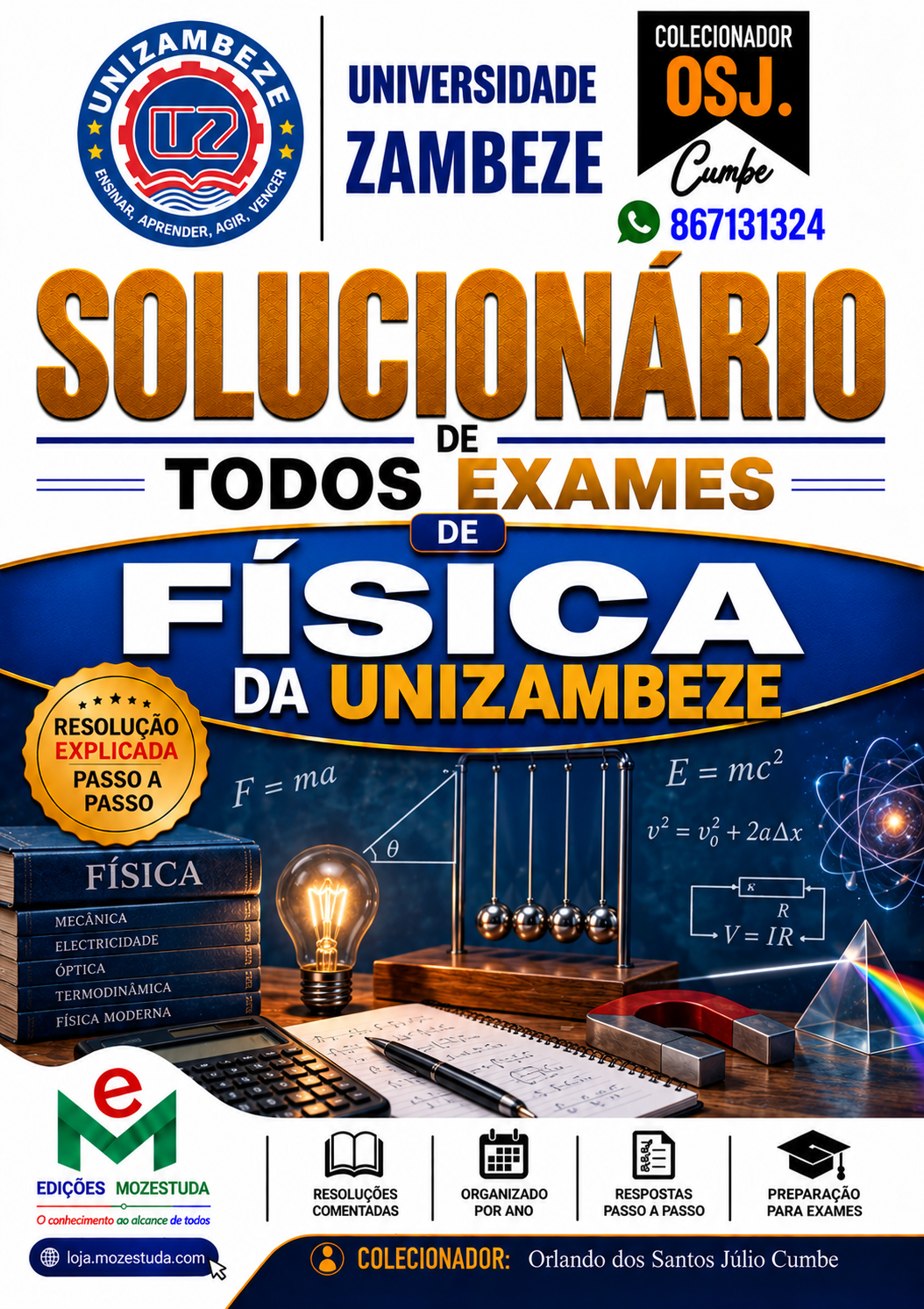 Solucionário de Exames de Física da UniZambeze em PDF (Livro Resolução)