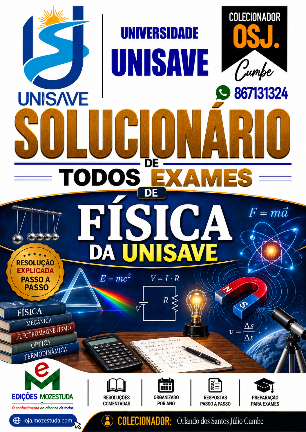 Solucionário de Exames de Física da UniSave em PDF (Livro Resolução)