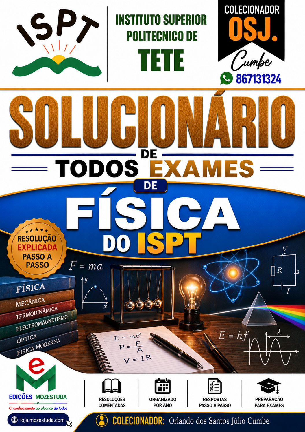 Solucionário de Exames de Física do ISPT em PDF (Livro Resolução)