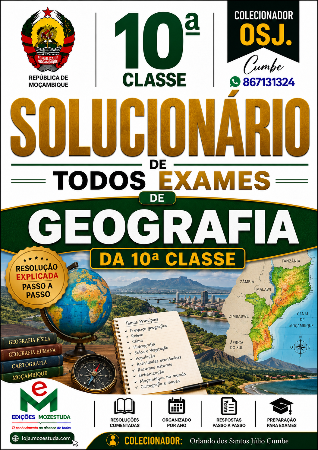 Solucionário de Exames Finais de Geografia da 10ª Classe em PDF (Livro Resolução)