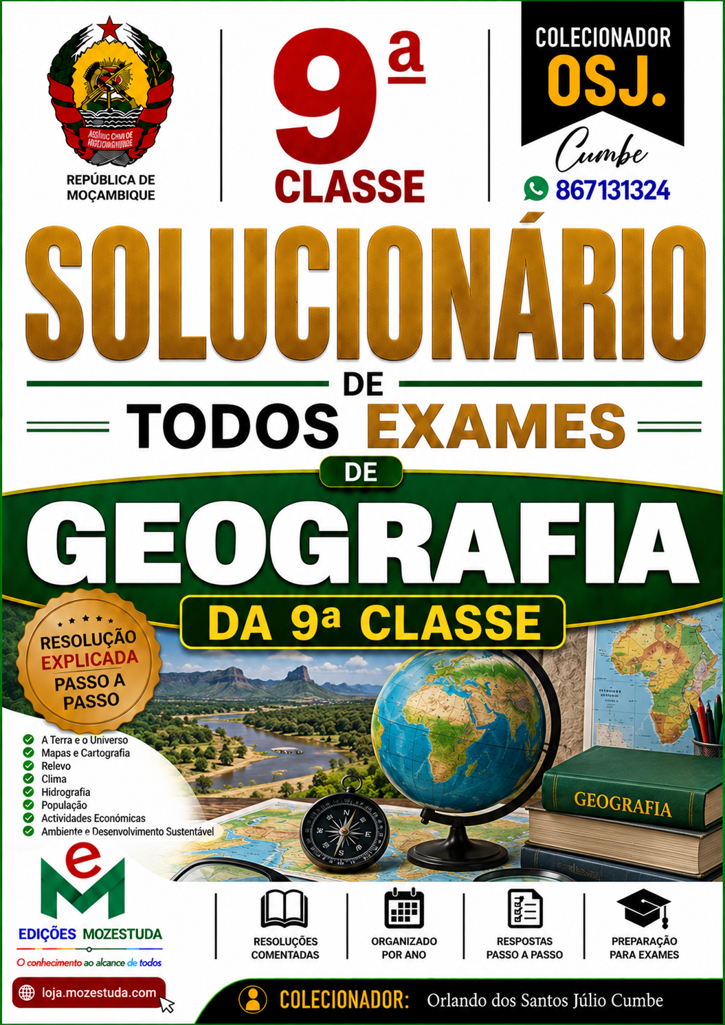 Solucionário de Exames Finais de Geografia da 9ª Classe em PDF (Livro Resolução)