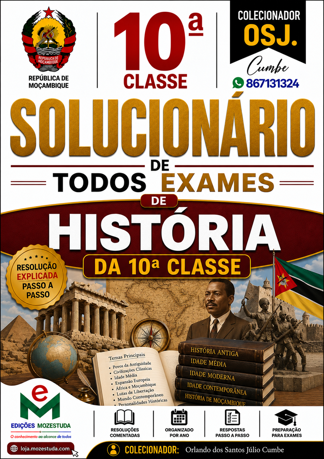 Solucionário de Exames Finais de História da 10ª Classe em PDF (Livro Resolução)
