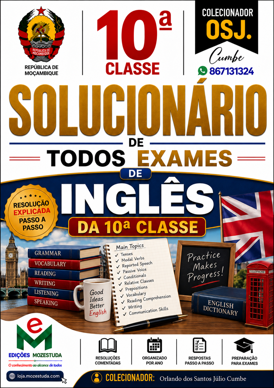 Solucionário de Exames Finais de Inglês da 10ª Classe em PDF (Livro Resolução)