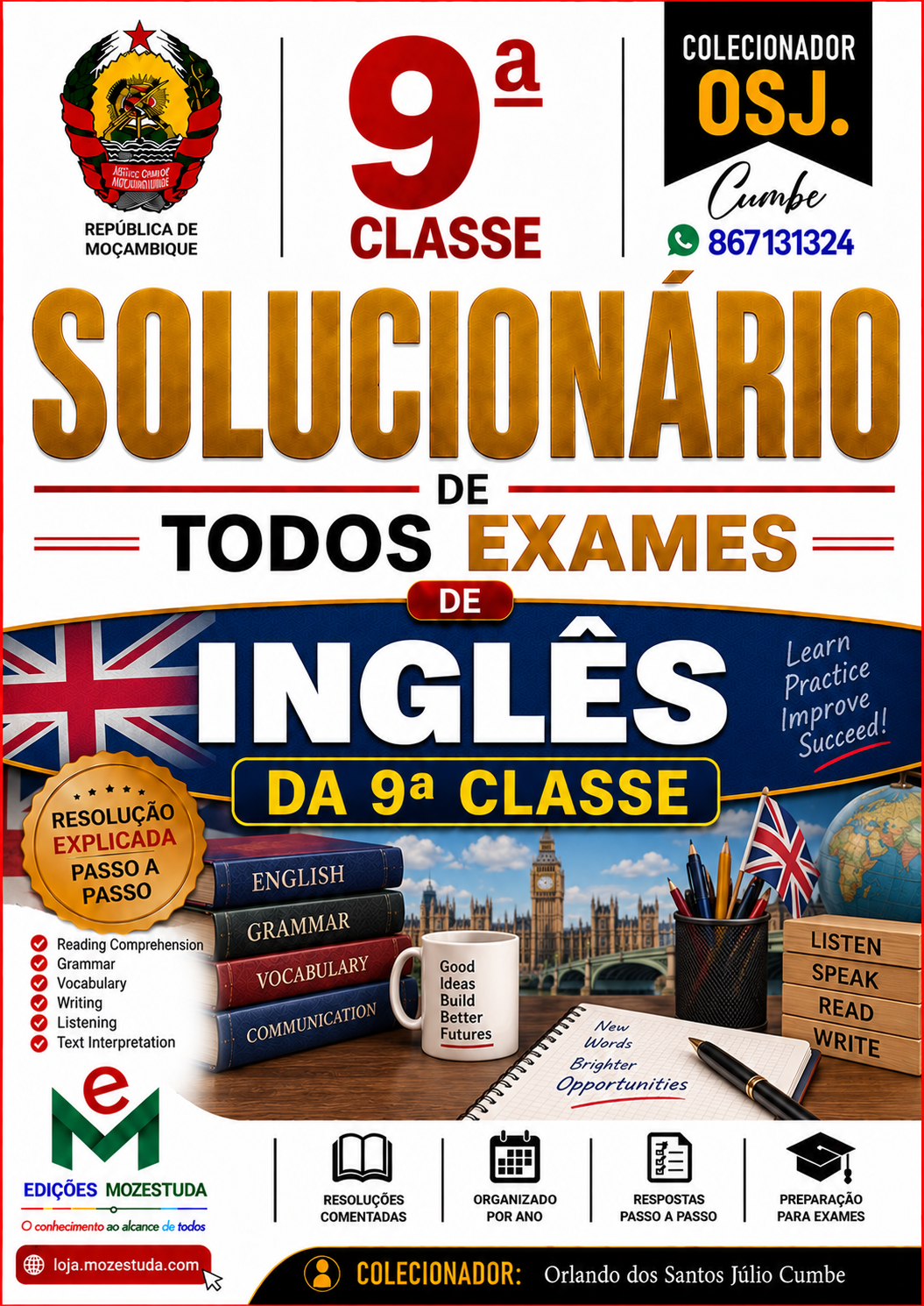 Solucionário de Exames Finais de Inglês da 9ª Classe em PDF (Livro Resolução)