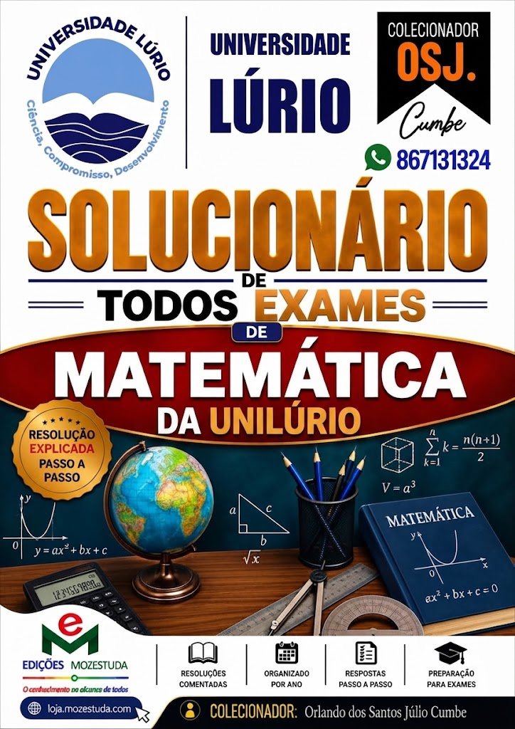 Solucionário de Exames de Matemática da UniLúrio em PDF (Livro Resolução)