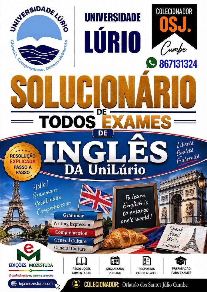 Solucionário de Exames de Inglês da UniLúrio em PDF (Livro Resolução)