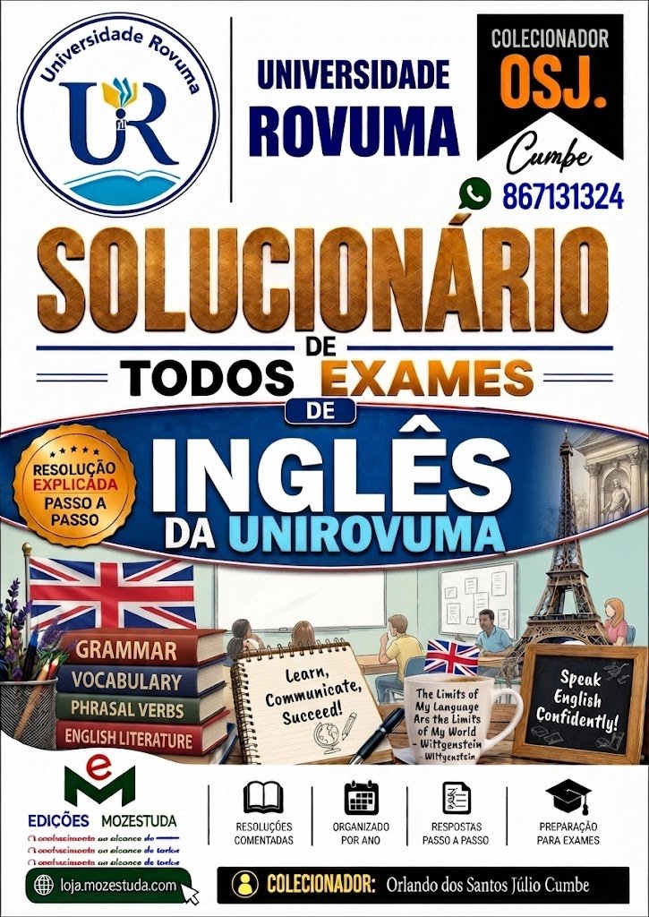 Solucionário de Exames de Inglês da UniRovuma em PDF (Livro Resolução)