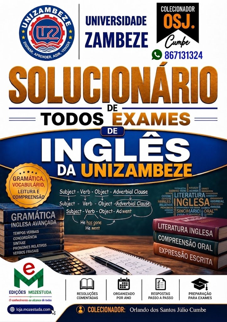 Solucionário de Exames de Inglês da UniZambeze em PDF (Livro Resolução)