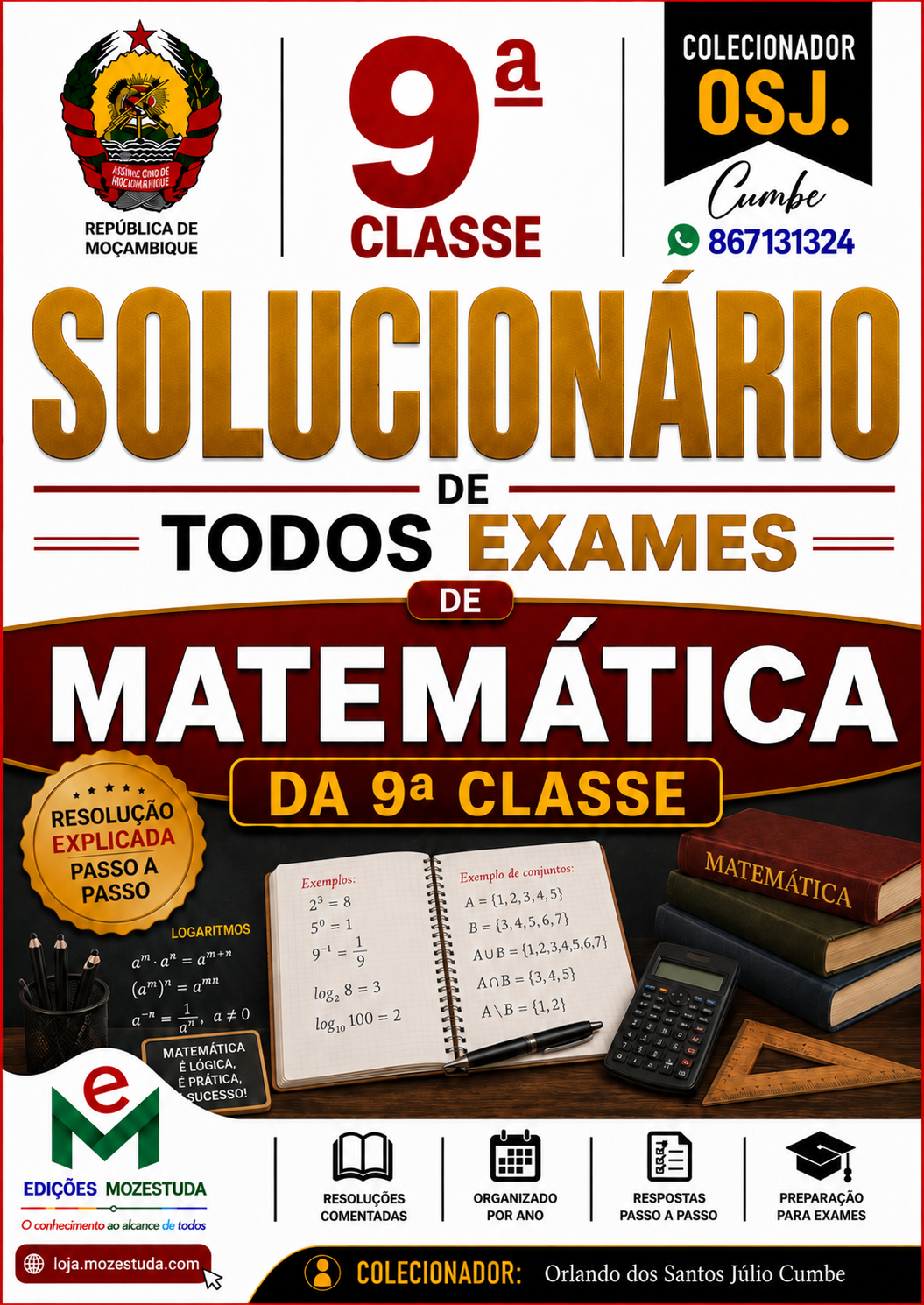 Solucionário de Exames Finais de Matemática da 9ª Classe em PDF (Livro Resolução)