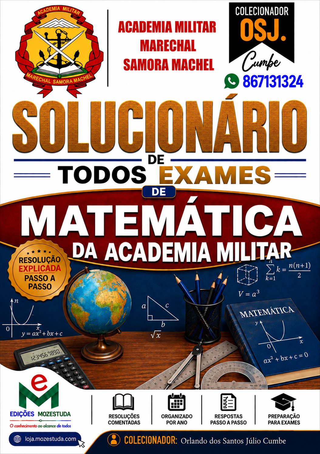 Solucionário de Exames de Matemática da Academia Militar em PDF (Livro Resolução)