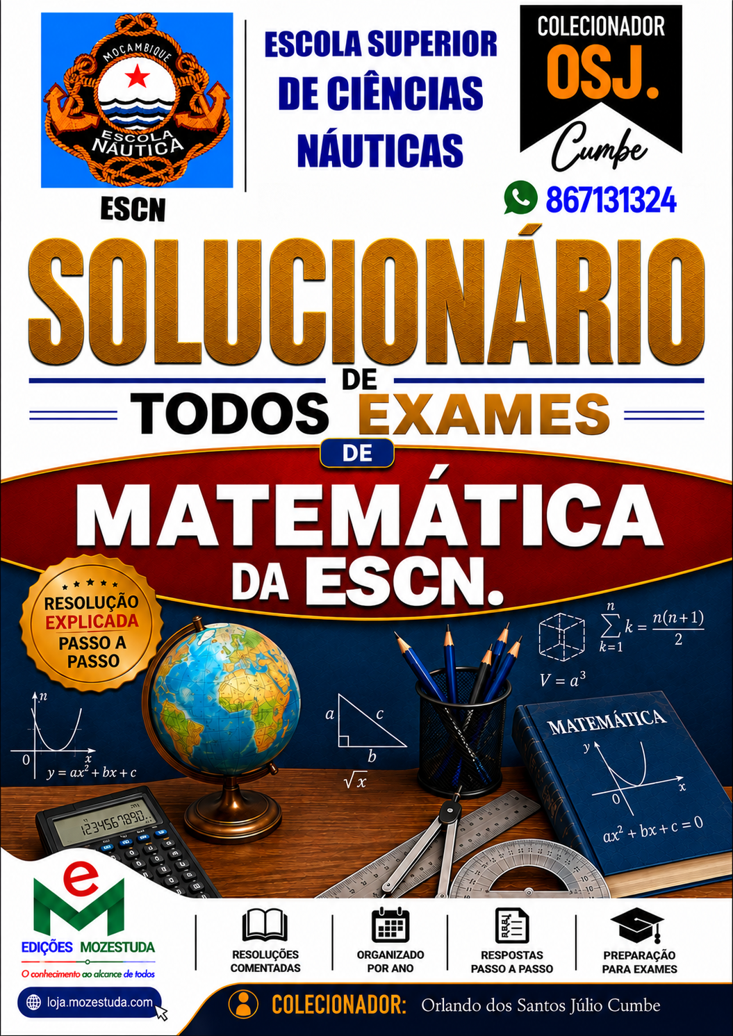 Solucionário de Exames de Matemática da ESCN em PDF (Livro Resolução)