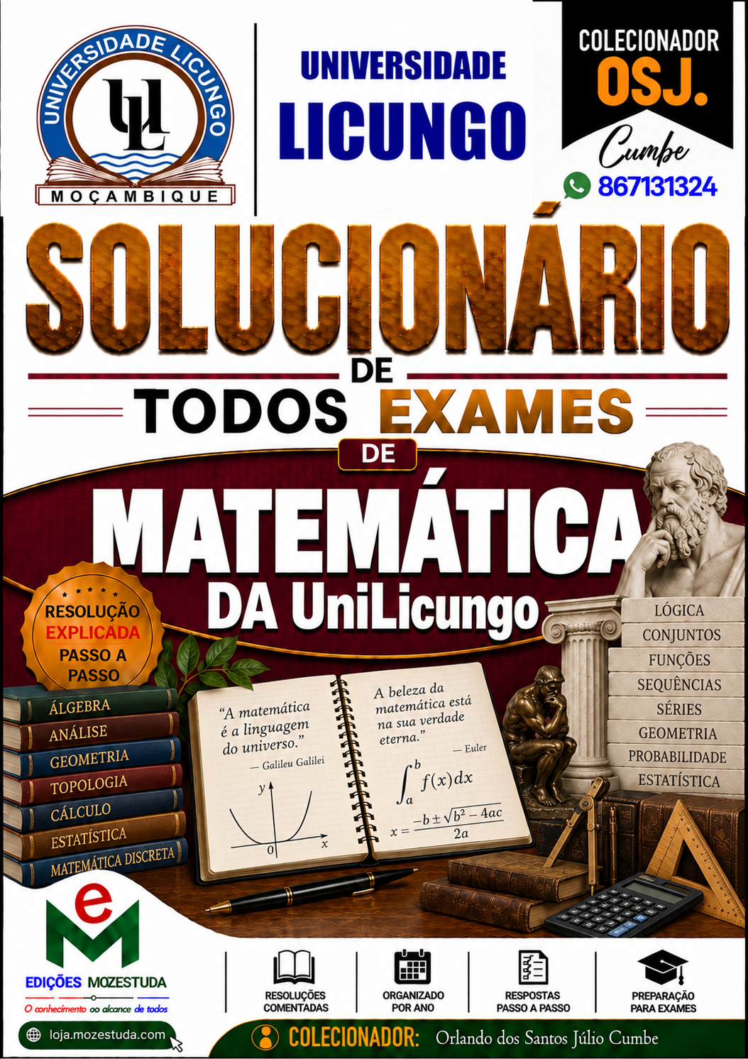 Solucionário de Exames de Matemática da UniLicungo em PDF (Livro Resolução)