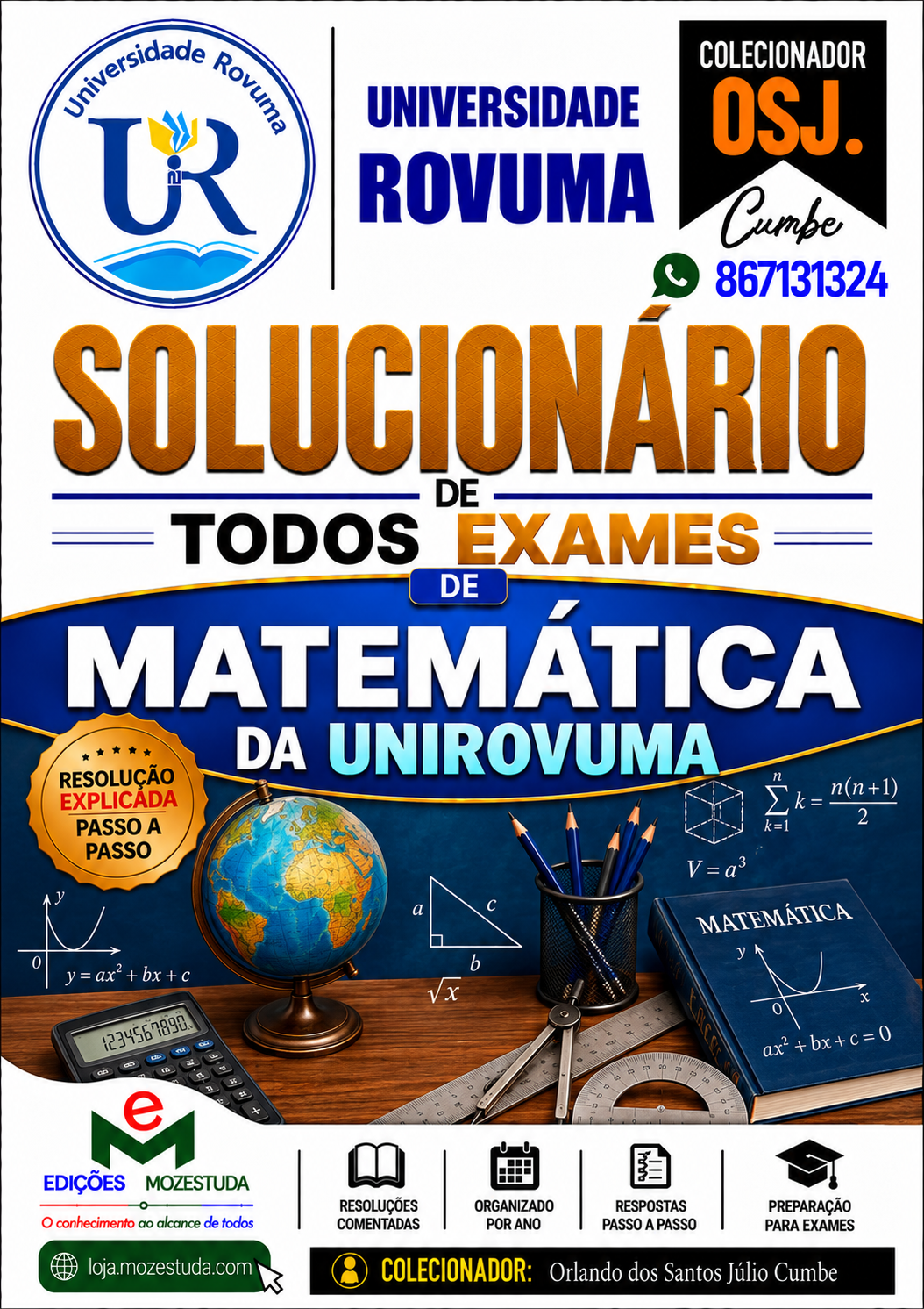 Solucionário de Exames de Matemática da UniRovuma em PDF (Livro Resolução)