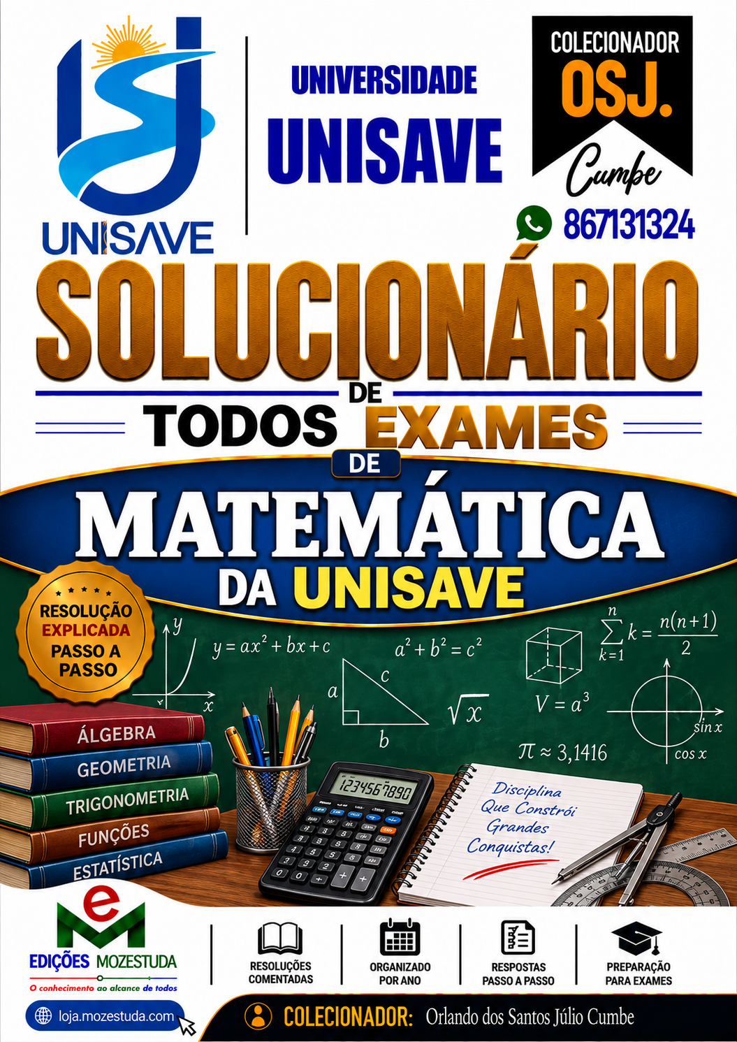 Solucionário de Exames de Matemática da UniSave em PDF (Livro Resolução)