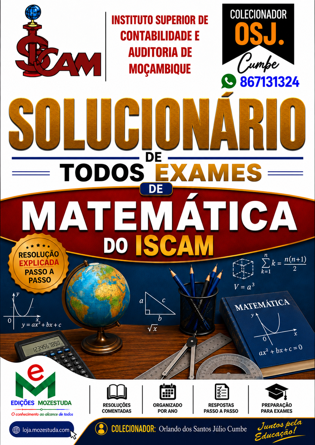Solucionário de Exames de Matemática do ISCAM em PDF (Livro Resolução)