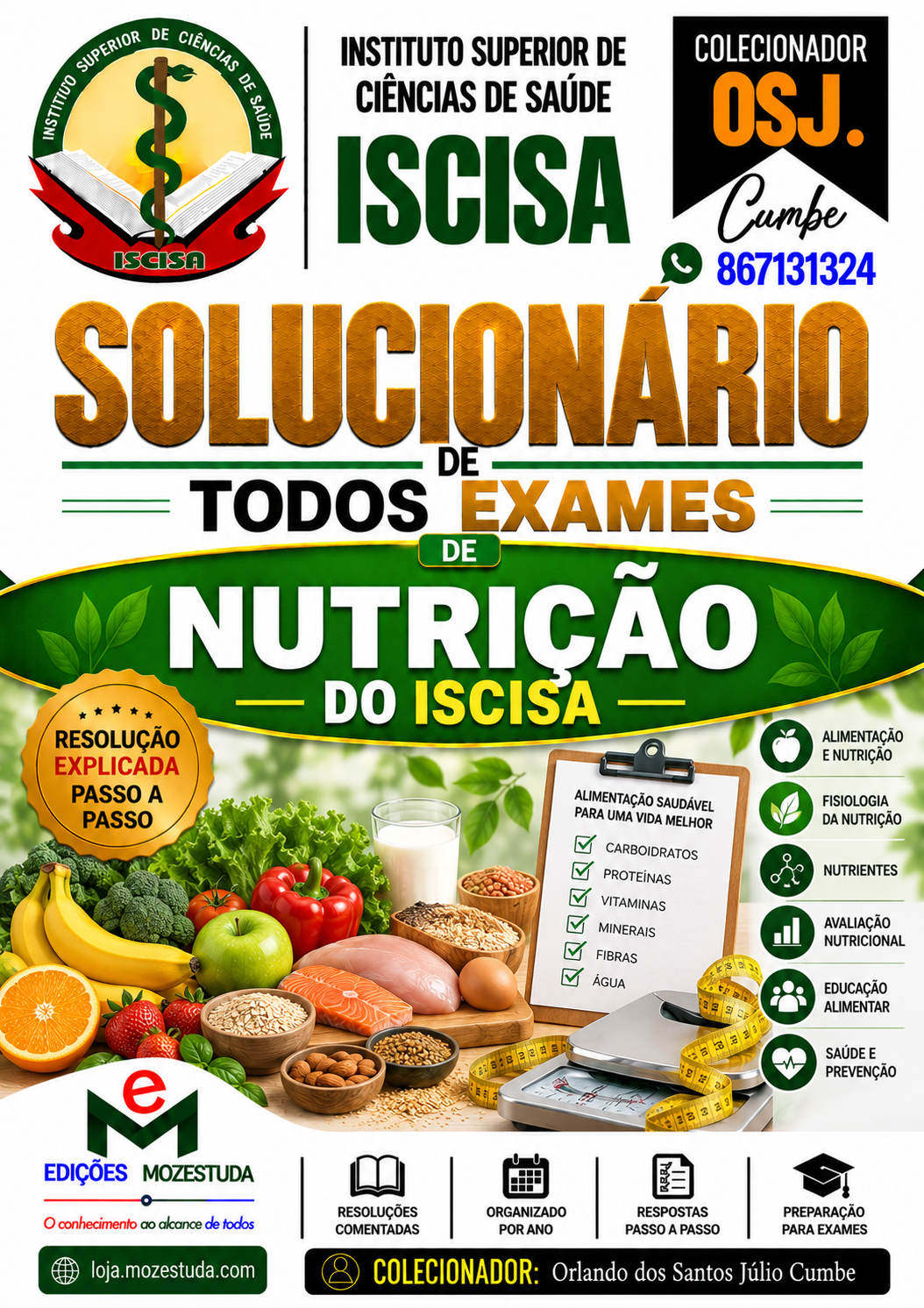 Solucionário de Exames de Nutrição e Saúde Pública do ISCISA em PDF (Livro Resolução)