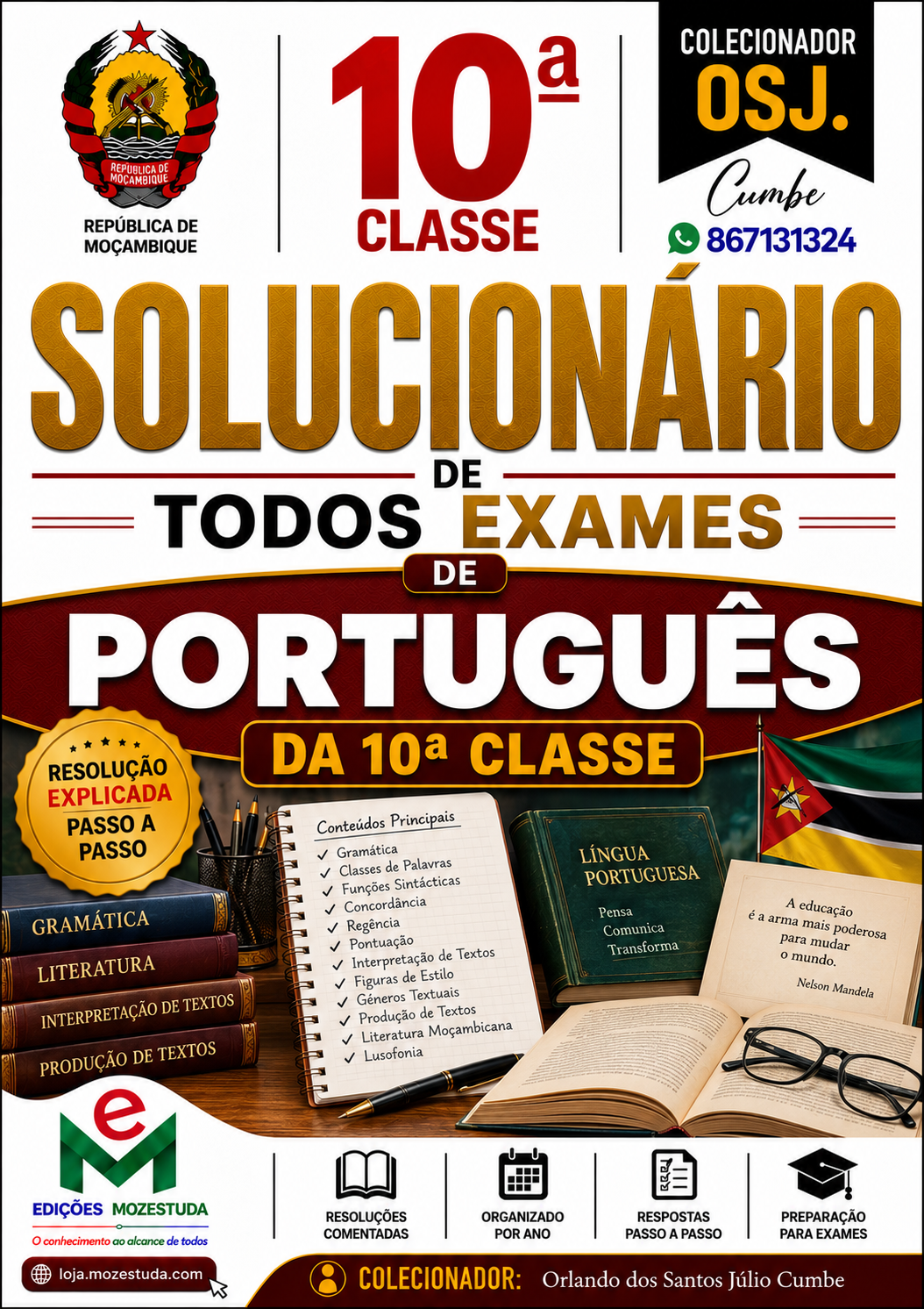 Solucionário de Exames Finais de Português da 10ª Classe em PDF (Livro Resolução)