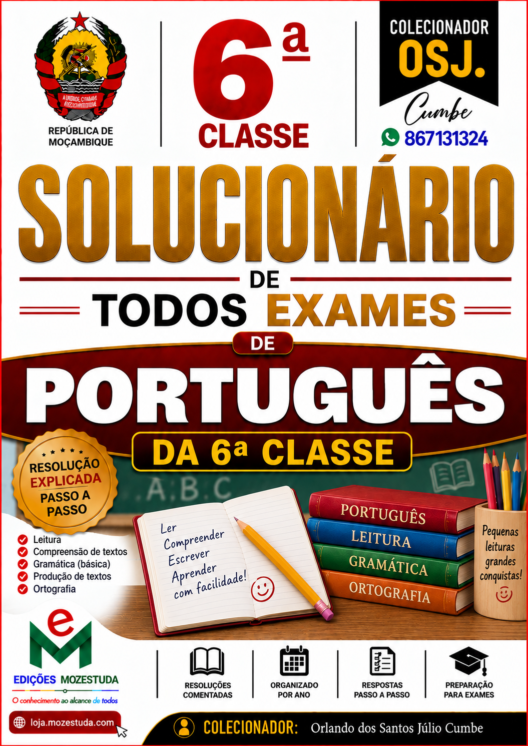 Solucionário de Exames Finais de Português da 6ª Classe em PDF (Livro Resolução)