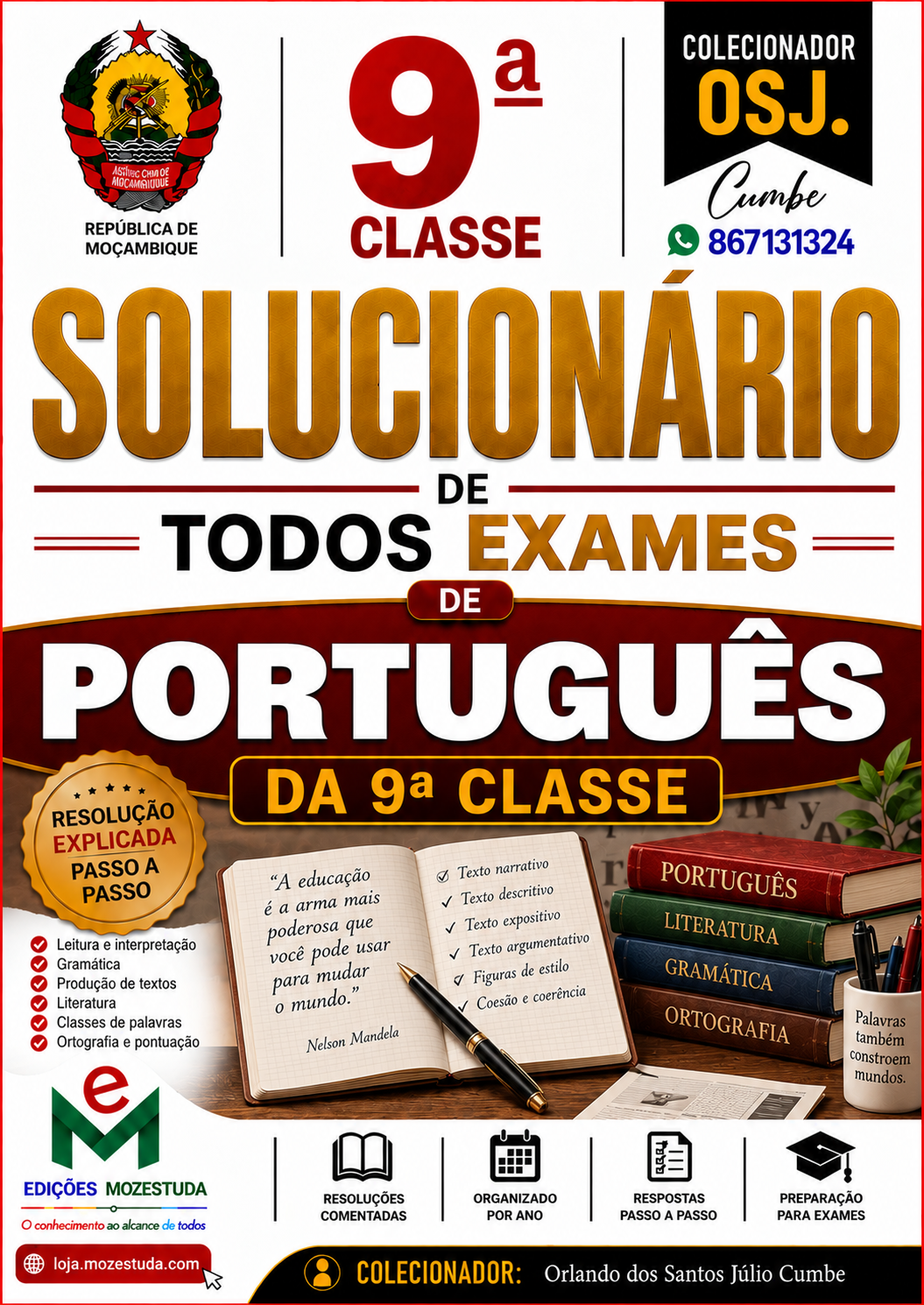 Solucionário de Exames Finais de Português da 9ª Classe em PDF (Livro Resolução)