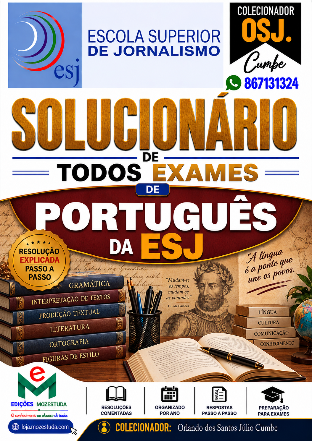 Solucionário de Exames de Português da ESJ em PDF (Livro Resolução)