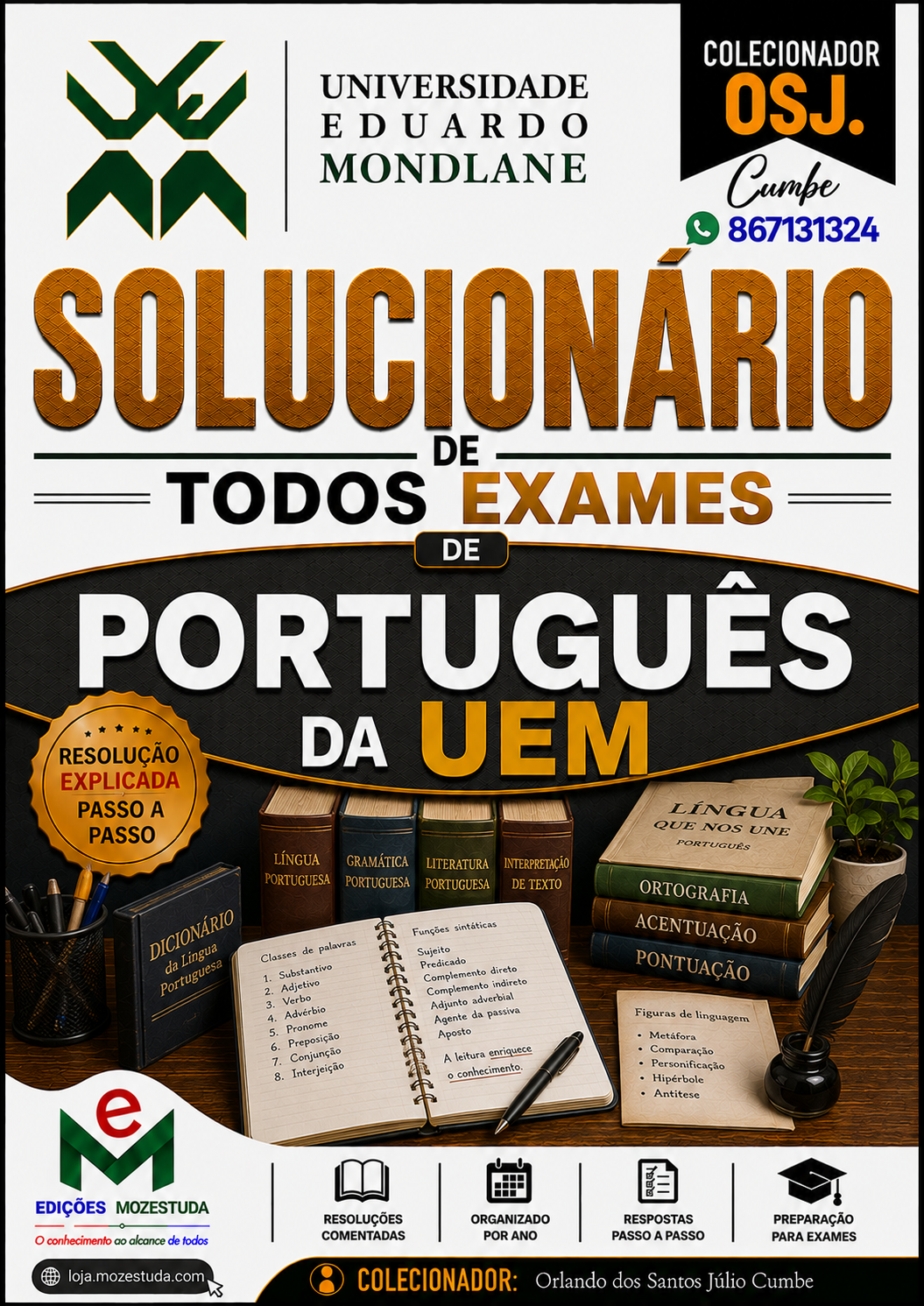 Solucionário de Exames de Português da UEM em PDF (Livro Resolução)